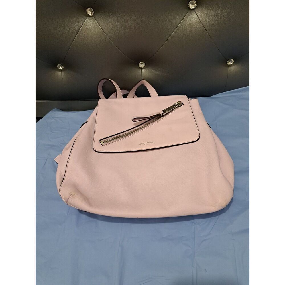 Henri Bendel New York Womens Light baby Pink Leather Backpack Bag - Picture 7 of 7